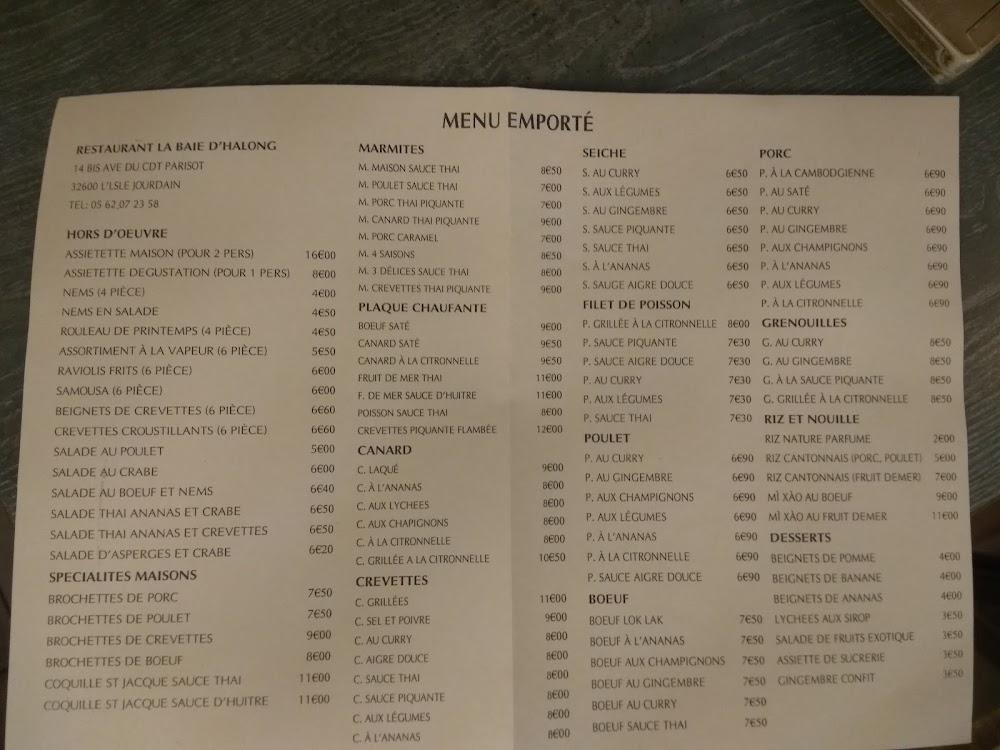 Restaurant La baie d'Halong - Menu Image 1